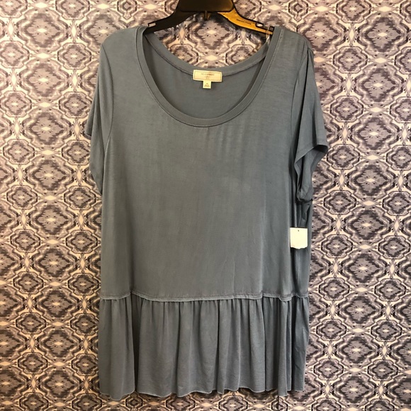 Tops - Denim Blue Peplum Super Soft Tee